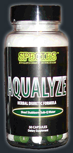 Species Aqualyze - AQUALYZE uses all-natural vitamins and herbs to help rid the body of excess subcutaneous water.  
